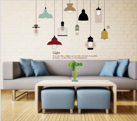 European Retro Industrial Style Chandelier Wall Stickers PVC Removable DIY Wall Decal For Living Room Home Decorative Mural