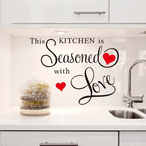 Adesivo da Parete This Kitchen Is Seasoned With Love in PVC Impermeabile Removibile Decorazione Murale per Cucina Sala da Pranzo