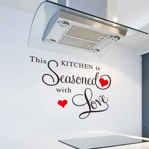 Adesivo da Parete This Kitchen Is Seasoned With Love in PVC Impermeabile Removibile Decorazione Murale per Cucina Sala da Pranzo