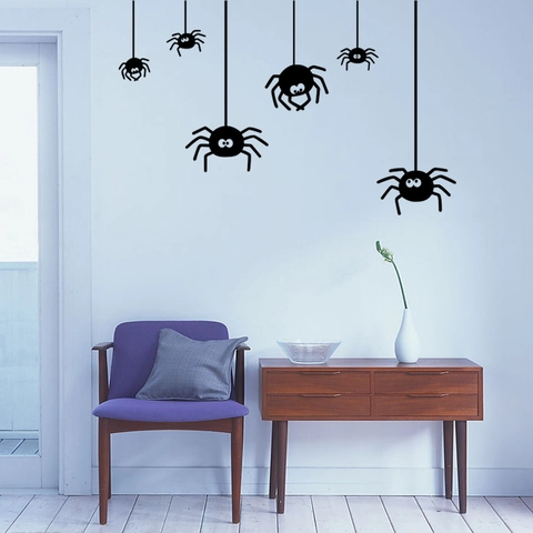 Halloween Cartoon Spider Wall Stickers Waterproof PVC Removable DIY Scary Cute Spider Decal For Home Party Decor