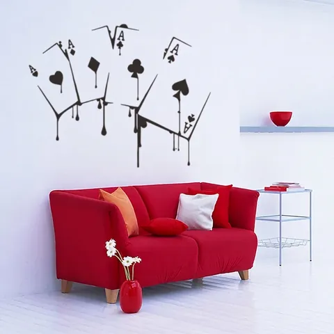 Pegatina de Pared Creativa Cartas de Póker Ace con Efecto Goteo PVC Impermeable Removible Decoración para Sala de Estar Dormitorio
