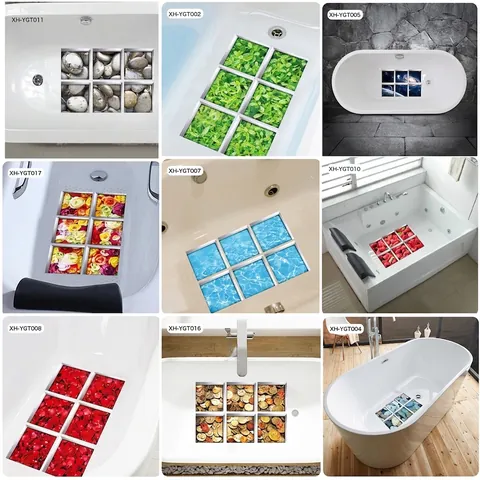 Autocollants de Baignoire Antidérapants Visuels 3D Appliques de Sol de Salle de Bain Décoratives en PVC Imperméables Pour Baignoire Douche Sécurité