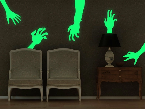 Halloween Zombie Hand Leuchten Im Dunkeln Wandaufkleber Leuchtende Gruselige Geist Hand Silhouette PVC Aufkleber Für Festival Dekor