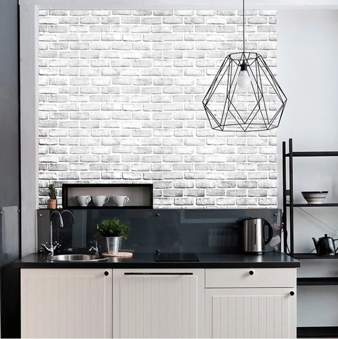 Moderne Weiße Backstein Wandtattoo Selbstklebend PVC Tapete Strukturiert Abnehmbar Wasserdicht Wandaufkleber Haus Dekor