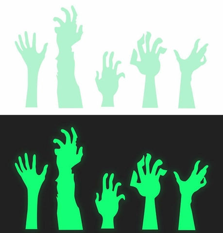 Halloween Zombie Hand Leuchten Im Dunkeln Wandaufkleber Leuchtende Gruselige Geist Hand Silhouette PVC Aufkleber Für Festival Dekor