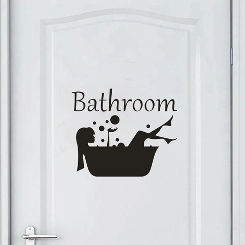 Adesivo da Parete per Bagno Impermeabile Decalcomania in Vinile Con Design Silhouette Vasca per Porta Doccia Specchio Home Decor