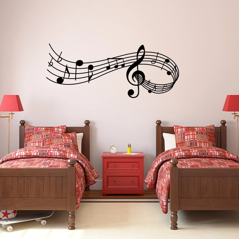 Adesivo da Parete Creativo Note Musicali PVC Impermeabile Pentagramma Chiave di Violino Decalcomania per Soggiorno Ufficio Casa