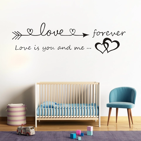 Love Forever Zitat Wandtattoo Pfeil Herz Muster Wasserdicht Schwarz PVC Selbstklebend Wandaufkleber Für Wohnzimmer Deko