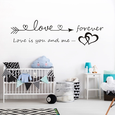 Love Forever Zitat Wandtattoo Pfeil Herz Muster Wasserdicht Schwarz PVC Selbstklebend Wandaufkleber Für Wohnzimmer Deko