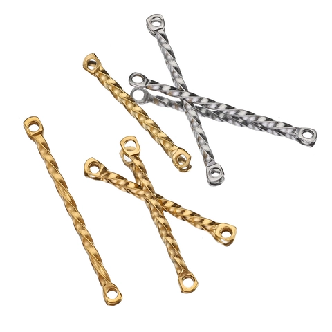 Stainless Steel Twist Texture Double Hole Connector Bars For DIY Jewelry Making Connecting Rod Fashion Jewelry Accessories