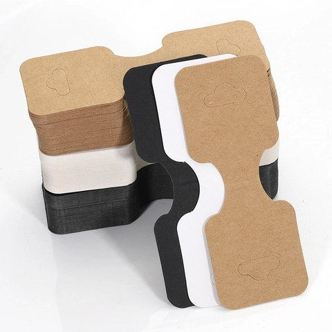 Folding Jewelry Display Cards For Necklace Bracelet Kraft White Black Paper Cards Handmade With Love Jewelry Packaging Hang Tags