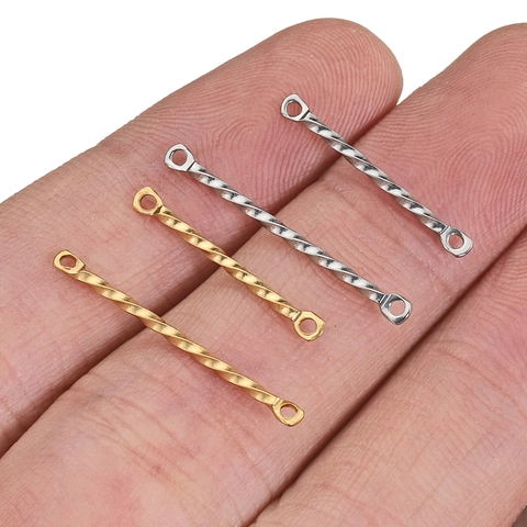 Stainless Steel Twist Texture Double Hole Connector Bars For DIY Jewelry Making Connecting Rod Fashion Jewelry Accessories