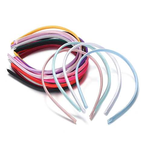 Base de Diadema de 10mm Envuelta en Tela de Satén para Accesorios de Pelo DIY Diadema de Cinta de Color Sólido para Mujeres Niñas