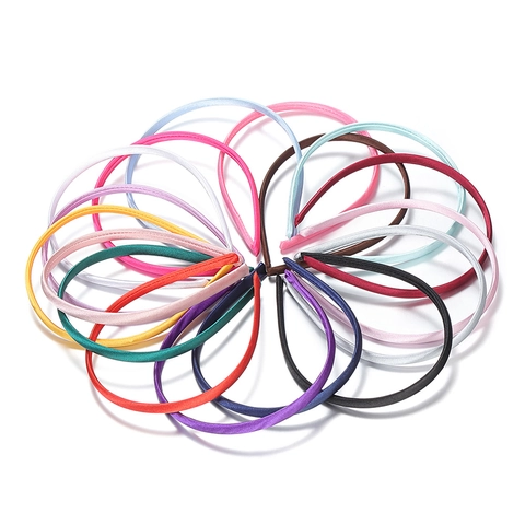 Base de Diadema de 10mm Envuelta en Tela de Satén para Accesorios de Pelo DIY Diadema de Cinta de Color Sólido para Mujeres Niñas