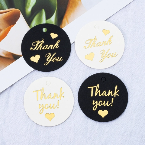 Gold Stamping Paper Thank You Gift Tags Round Swallowtail Leaf Shape Hanging Cards For Wedding Party Jewelry Packaging Decor