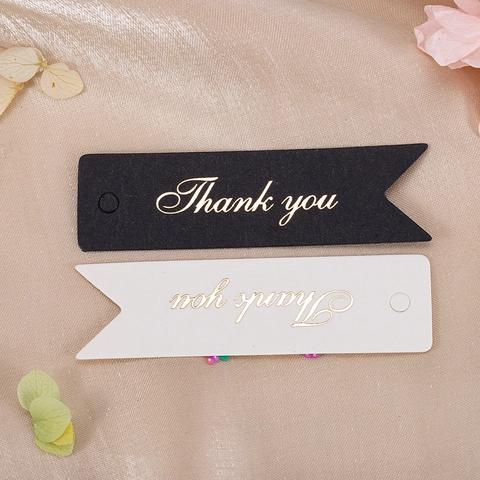 Gold Stamping Paper Thank You Gift Tags Round Swallowtail Leaf Shape Hanging Cards For Wedding Party Jewelry Packaging Decor