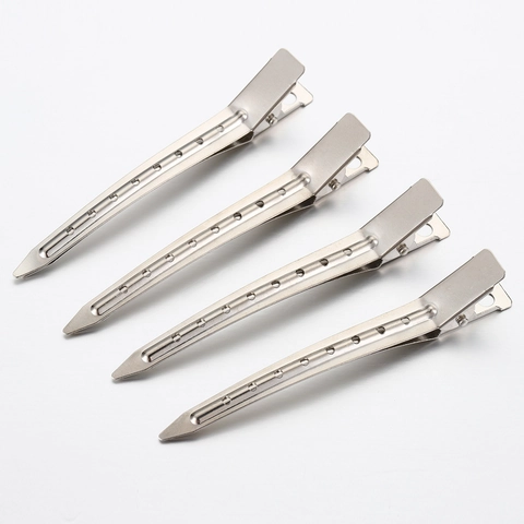 Fermagli professionali a becco d'anatra in metallo da 9 cm con 8 fori argento galvanizzato per salone di barbiere strumenti per lo styling da donna