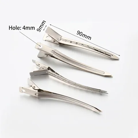 Fermagli professionali a becco d'anatra in metallo da 9 cm con 8 fori argento galvanizzato per salone di barbiere strumenti per lo styling da donna