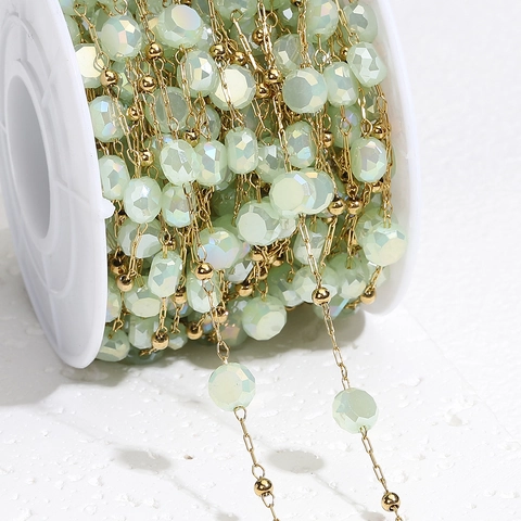 Stainless Steel Gold Plated DIY Jewelry Chain With Faceted Glass Beads For Necklace Bracelet Making Handmade Accessories Bulk