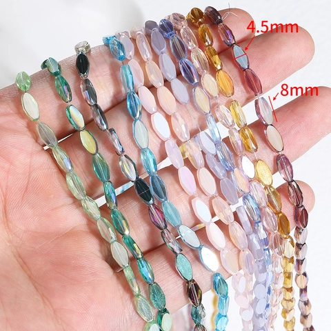 Faceted Glass Rice Beads Colorful Transparent Crystal Loose Beads For DIY Necklace Bracelet Jewelry Making Craft Accessories