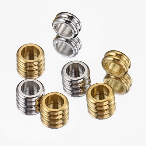 Edelstahl Großloch Abstandshalter Perlen 6mm Doppelspur Zylindrische Fassperlen Für DIY Schmuckherstellung Armband Zubehör