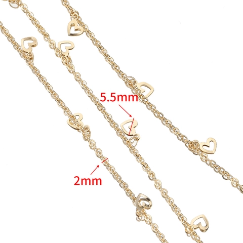 Pure Copper Color Preserving Heart Chain DIY Necklace Bracelet Fashion Jewelry Accessories Findings