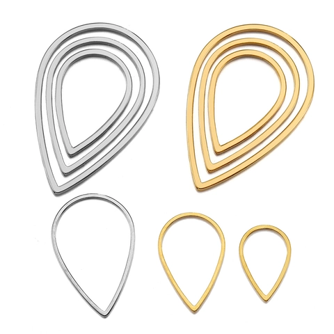 Stainless Steel Teardrop Frame Pendants Geometric Water Drop Charms For DIY Jewelry Making Earrings Necklace Accessories