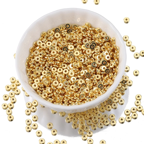 Cuentas Espaciadoras de Rueda de Cobre Chapado en Oro 14k 18k Planas Redondas Para Hacer Joyas Pulsera Collar DIY