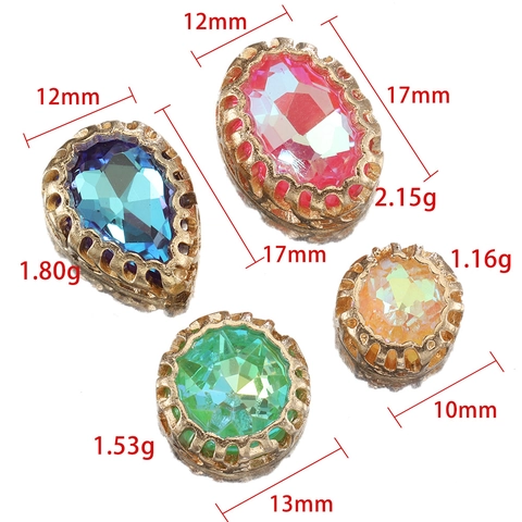 Vintage Copper Claw Rhinestone Glass Crystal Beads Oval Water Drop Round Shapes DIY Jewelry Making Accessories Findings