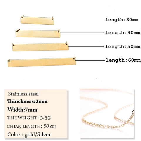 Minimalistischer Edelstahl Langer Stab Anhänger Halskette Unisex Geometrisch Galvanisierte Kette Modeschmuck Geschenk