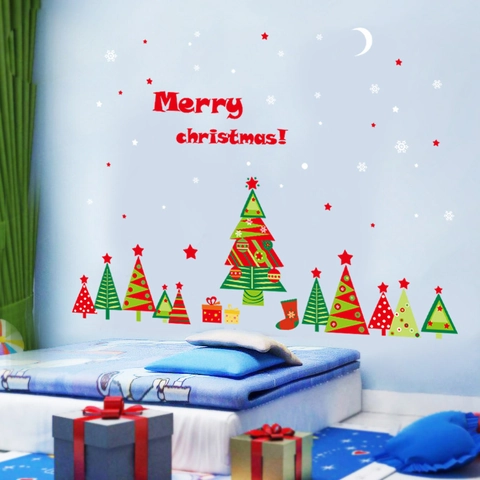 Abnehmbare PVC Weihnachts Wandaufkleber Frohe Weihnachten Baum Schneeflocken Fensteraufkleber Für Haus Shop Dekoration