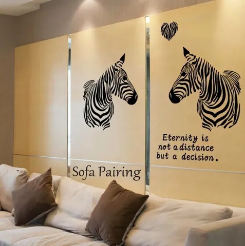 Removable PVC Black Zebra Heart Silhouette Wall Sticker With Motivational Quote Waterproof Modern Minimalist Home Decor