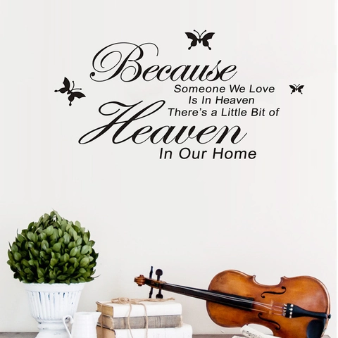 Vinilo Decorativo con Cita en Inglés y Mariposa Recuerdo Familiar Cielo PVC Impermeable Decoración Hogar