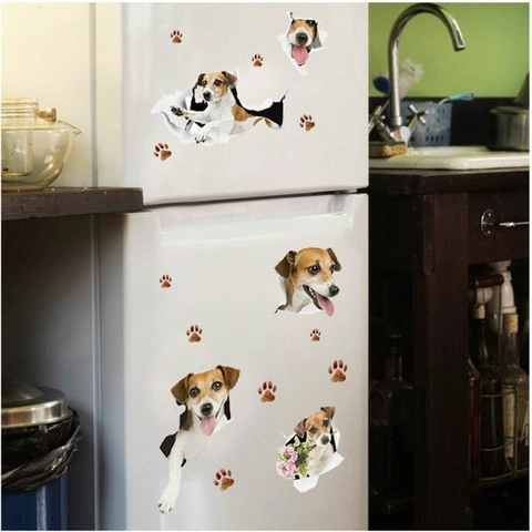 3D Jack Russell Terrier Hund Wandtattoo Abnehmbar PVC Dekoratives Aufkleber Für Kühlschrank Schrank Wohnzimmer Deko Art