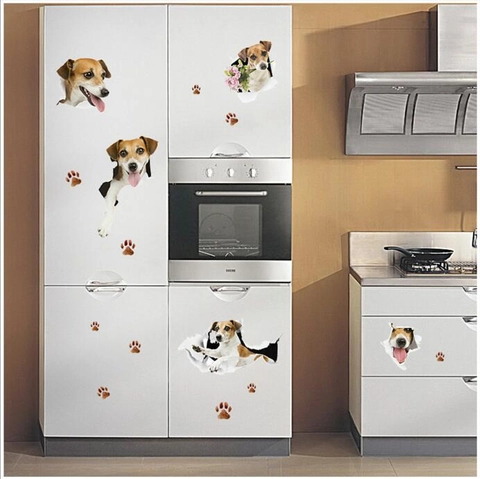 3D Jack Russell Terrier Hund Wandtattoo Abnehmbar PVC Dekoratives Aufkleber Für Kühlschrank Schrank Wohnzimmer Deko Art