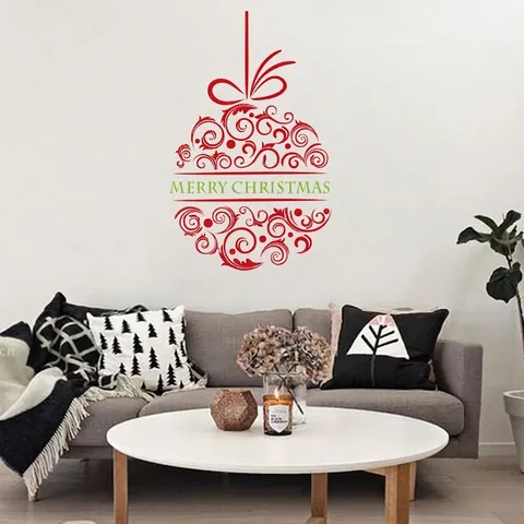 Merry Christmas Kerstboom Ornament Muursticker PVC Verwijderbare Waterdichte Sticker Voor Woonkamer Slaapkamer Feestelijke Huisdecoratie