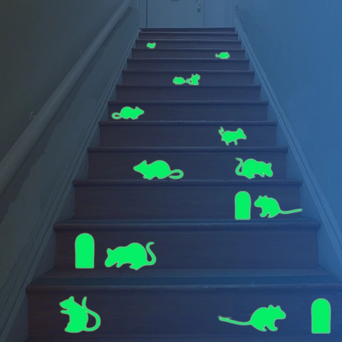 Kreative Leuchtende Maus Silhouette Wandaufkleber DIY Glow In The Dark Mäuseloch Wandbilder Für Zuhause Treppen Deko