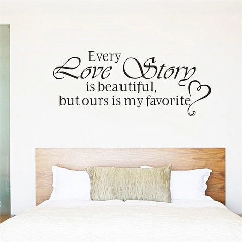 Every Love Story Is Beautiful But Ours Is My Favorite Englisches Zitat Wandtattoo PVC Abnehmbar Romantisch Herz Dekor
