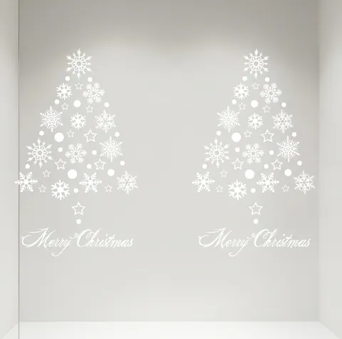 Pegatina de Ventana de Navidad Copo de Nieve Blanco Reno Estrella Merry Christmas PVC Adhesivo Estático para Decoración Hogar Escaparate