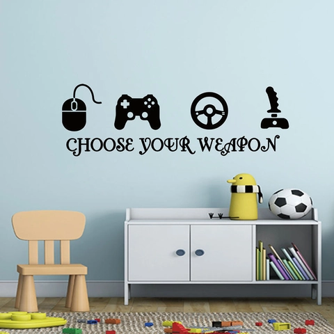 Choose Your Weapon Gaming Wall Sticker Removable PVC Decal For Game Room Bedroom Playroom Decor Gamer Gift Black Wall Mural