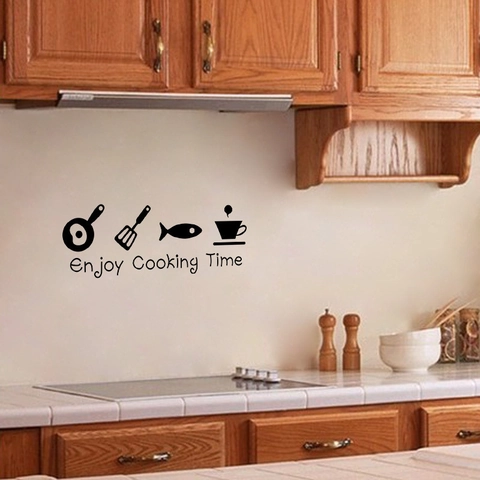 Enjoy Cooking Time Kitchen Wall Sticker Waterproof PVC Vinyl DIY Quote Wall Decal For Restaurant Dining Room Home Decor