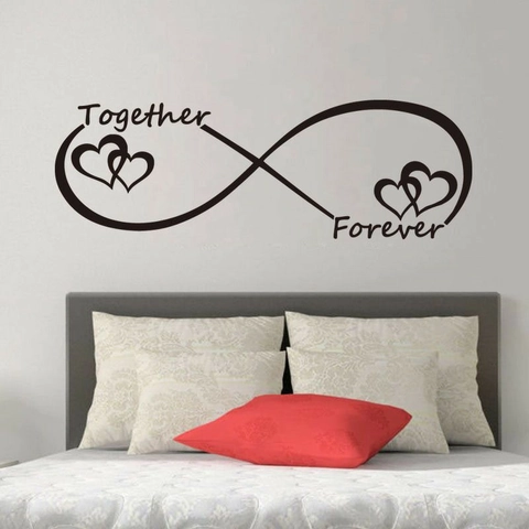 Together Forever Symbole Infini Cœur Sticker Mural Amovible PVC Gravé Sticker Artistique Pour Chambre Salon Décor