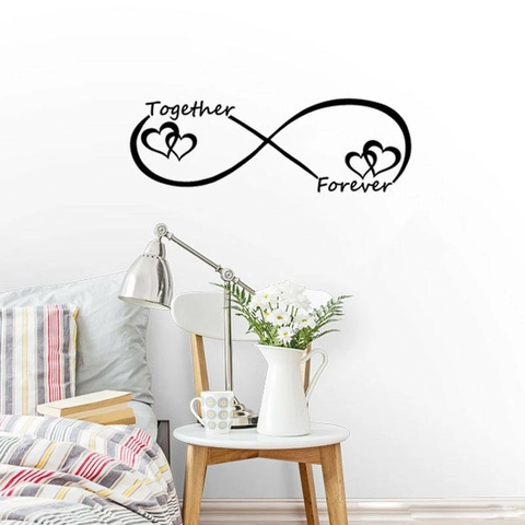 Together Forever Symbole Infini Cœur Sticker Mural Amovible PVC Gravé Sticker Artistique Pour Chambre Salon Décor