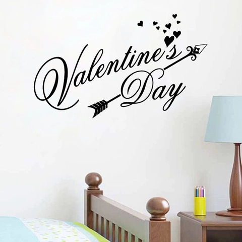 Día de San Valentín Amor Corazón Pegatina de Pared Creativo Troquelado PVC Removible Calcomanía de Pared Para Sala Dormitorio Decoración Casa