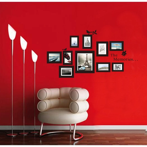 DIY Bilderrahmen Wandaufkleber Schwarz PVC Vogel Memory Baum Aufkleber Für Wohnzimmer Schlafzimmer Moderne Heimdekoration