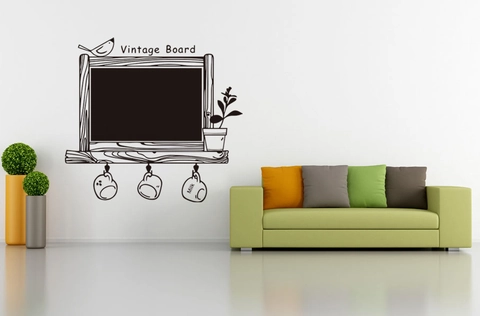 Vintage Board Blackboard Wall Sticker PVC Waterproof Removable Chalkboard Decal With Bird Plant Pattern For Classroom Home