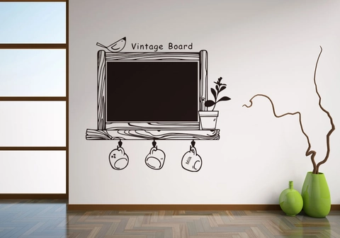 Vintage Board Blackboard Wall Sticker PVC Waterproof Removable Chalkboard Decal With Bird Plant Pattern For Classroom Home