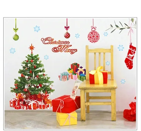 Adesivo da Parete Rimovibile di Babbo Natale di Natale Decalcomania in PVC per Vetrina Albero di Natale Festivo Murale
