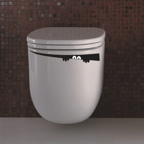 Creativo Adesivo per WC con Occhi Che Sbirciano Divertente Adesivo Murale in PVC Impermeabile per Serbatoio WC Finestra Casa