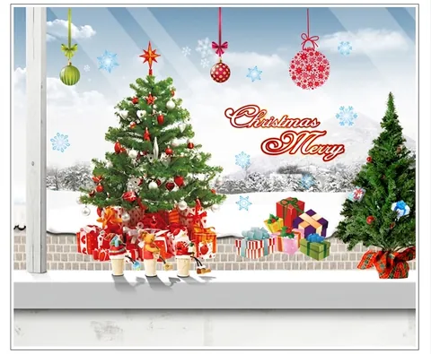 Adesivo da Parete Rimovibile di Babbo Natale di Natale Decalcomania in PVC per Vetrina Albero di Natale Festivo Murale